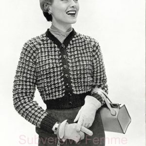 Quickly knitted 1950s cardigan in chunky wool and three sizes from Bernat (532)