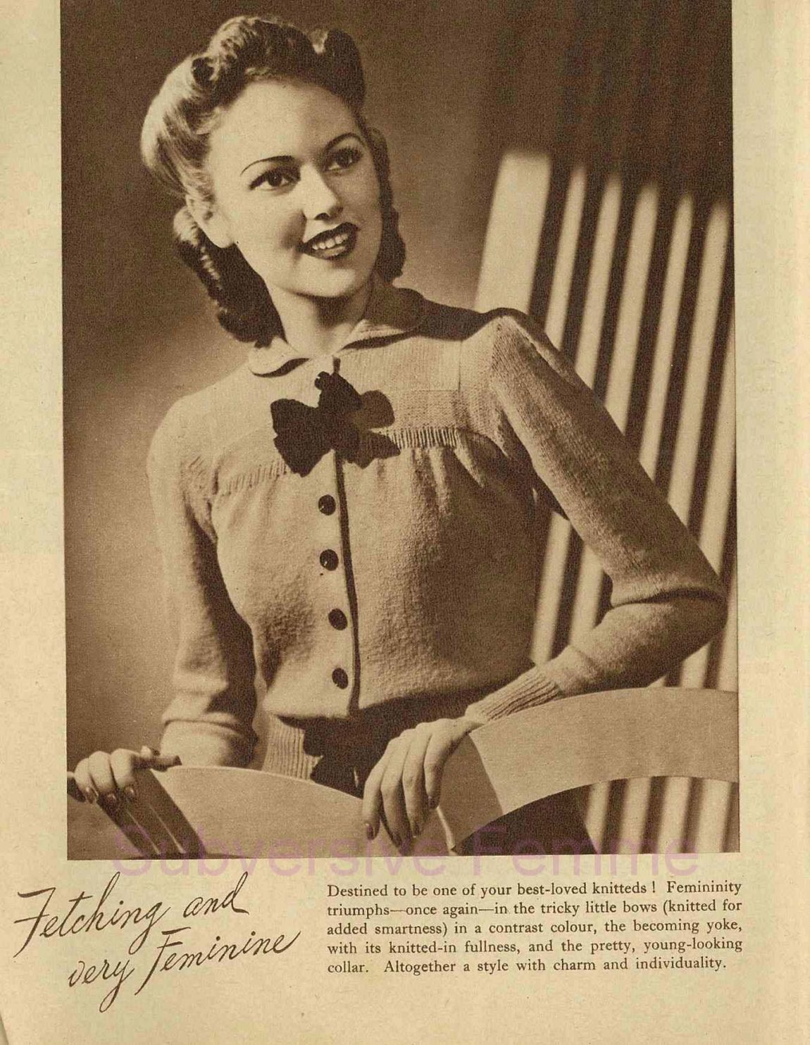 1940s Fetching and Feminine Cardigan, from Lux c. 1940 (412 ...