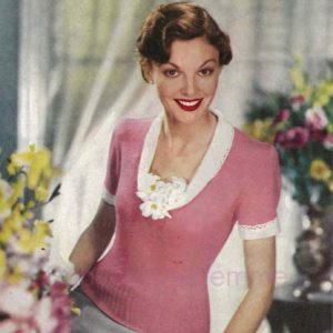 stitchcraft may 1951 magazine knitting patterns pink jumper sweater 1950s