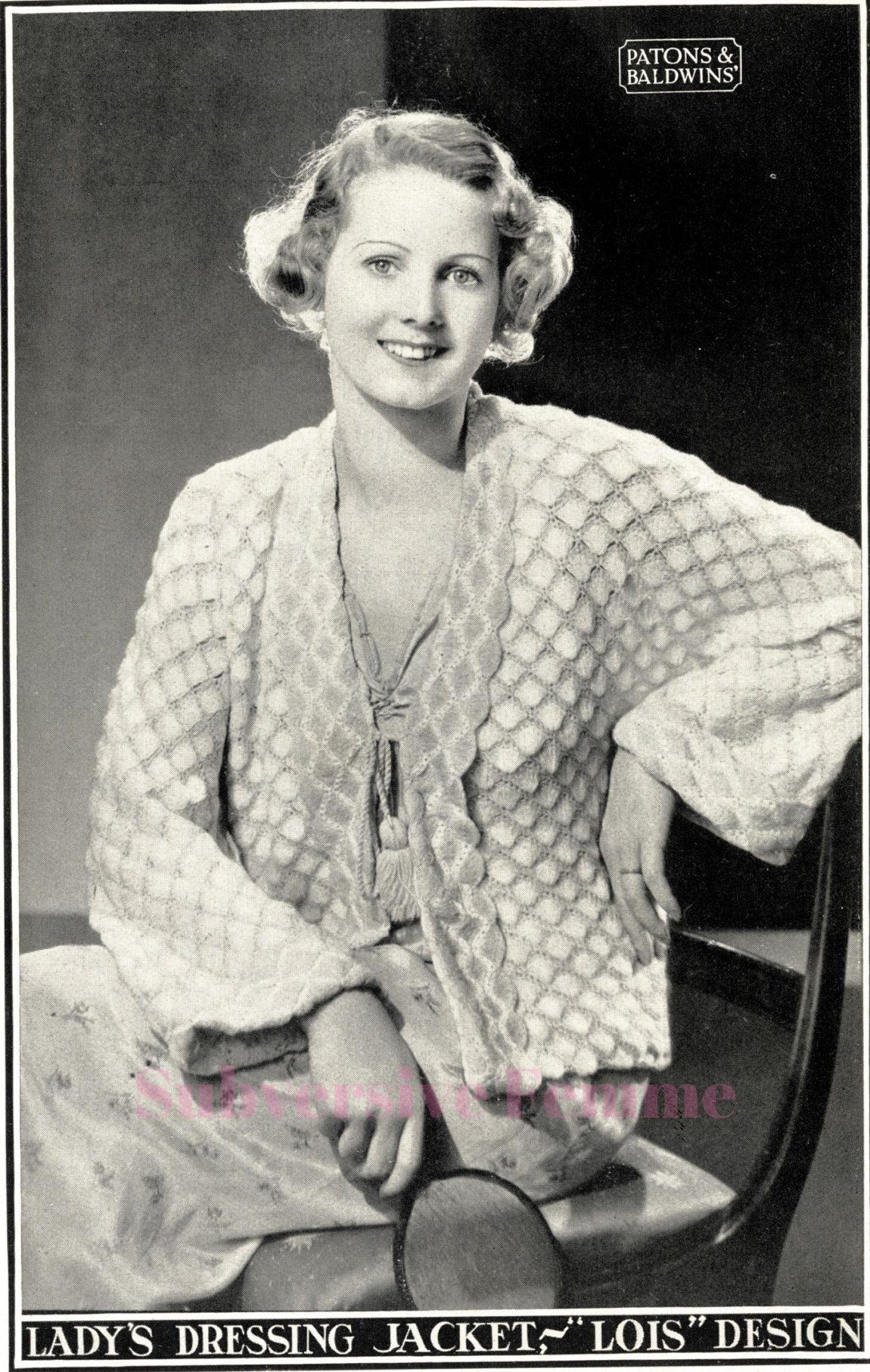 Ladies Bed Jacket approx UK size 10 digital download 1937 Knitting Pattern