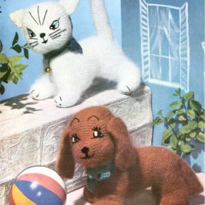 knitting puppy and kitten toy vintage 1950s