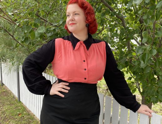 1940s smooth sailing blouse vintage wearing history reproduction colourblock