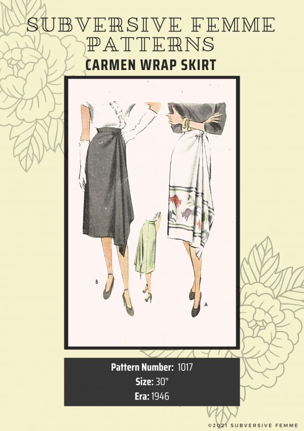 butterick 6747 1940s wrap skirt vintage sewing pattern downloads 1940s border print rayon vintage