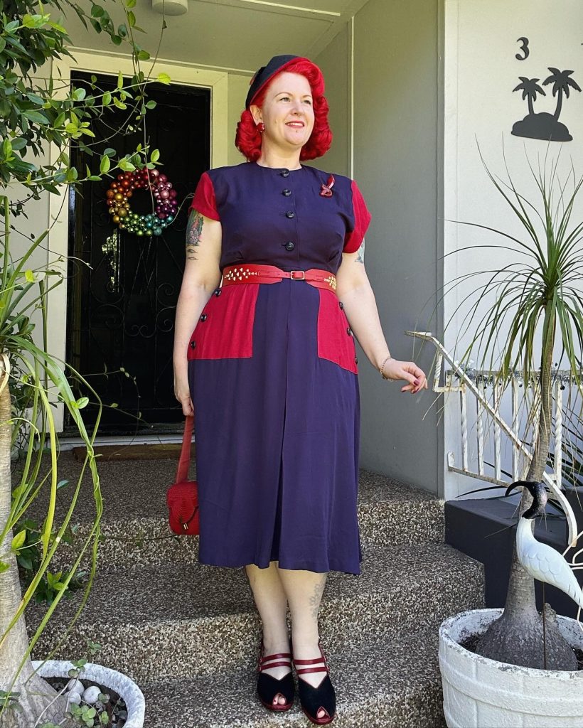 1940s colourblock dress vintage sewing pattern