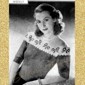 1940s vintage knitting pattern jumper sweater true lovers knots bows intarsia love heart valentine