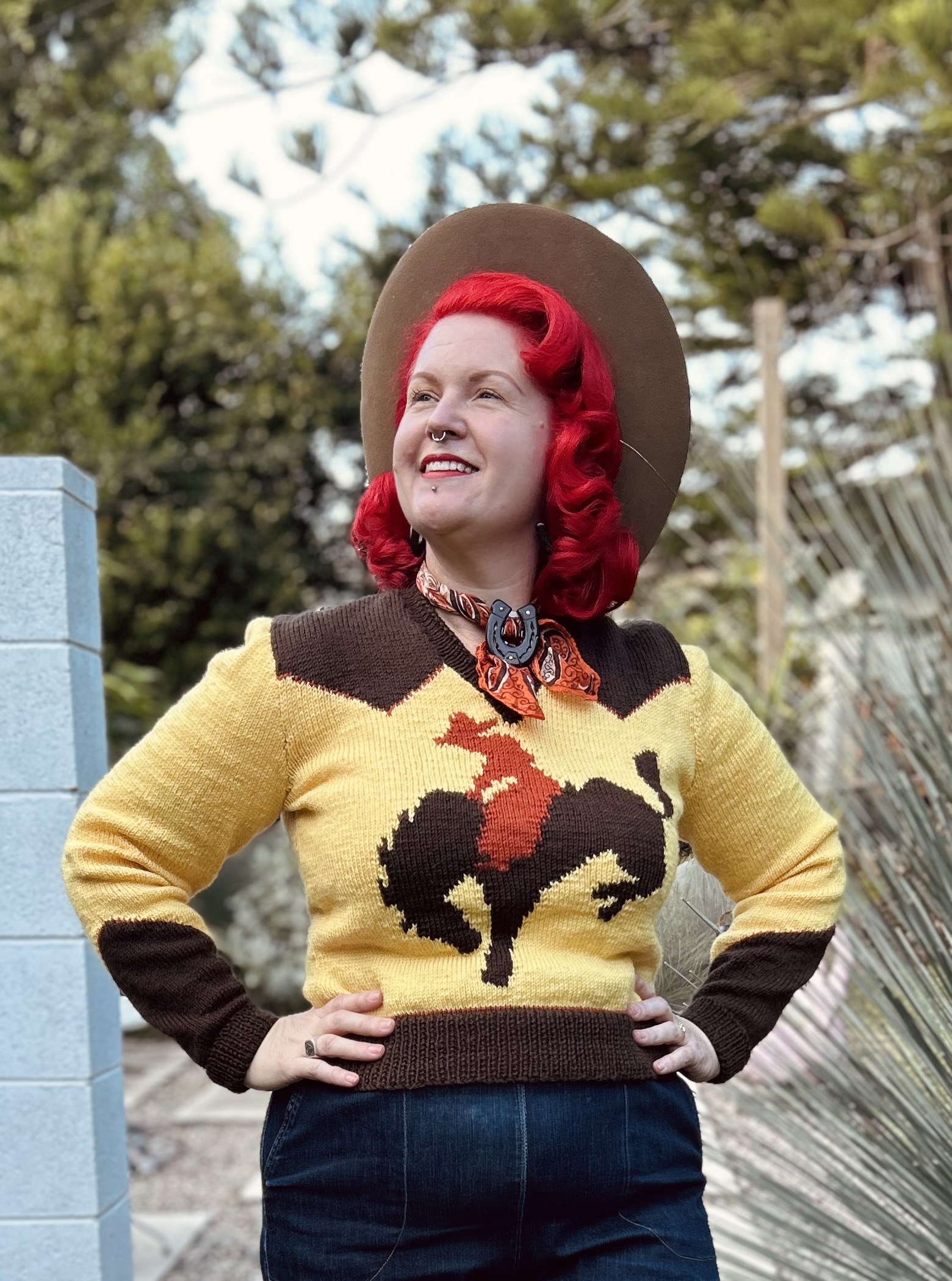 1950s knit O graf cowboy sweater vintage knitting pattern free